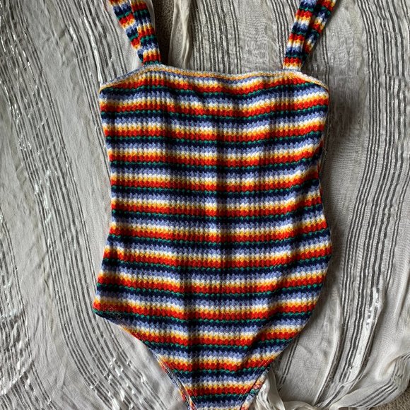 NWOT Striped Honeycomb Knit Bodysuit size Large - Picture 3 of 6